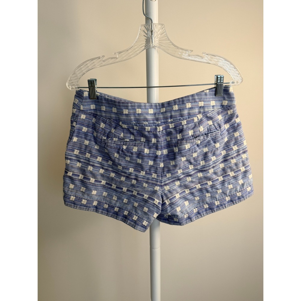 Loft Blue White Embroidered Square Textured Shorts Womens Size 4 Pockets #417 - Picture 6 of 6